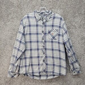 Knights of Round Table Men Blue Grey Plaid Long Sleeve Button Down Shirt Large